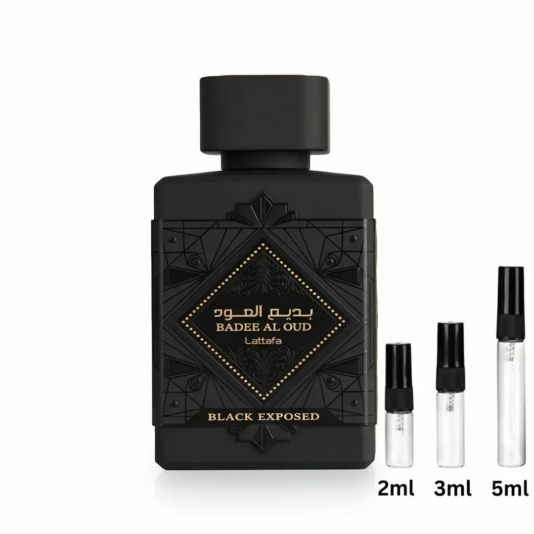 Lattafa Bade'e Al Oud Black Exposed Sample Decant Probe 2ml, 3ml, 5ml