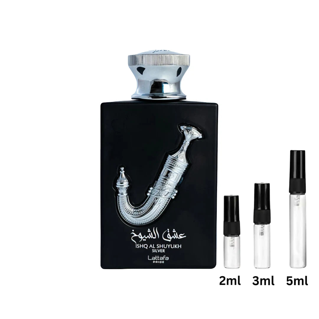 Lattafa Pride Ishq Al Shuyukh Silver Sample Decant Probe 2ml, 3ml, 5ml